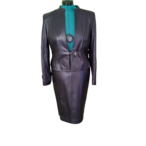 VINTAGE Butter soft purple leather suit Size 12 - Picture 9 of 11